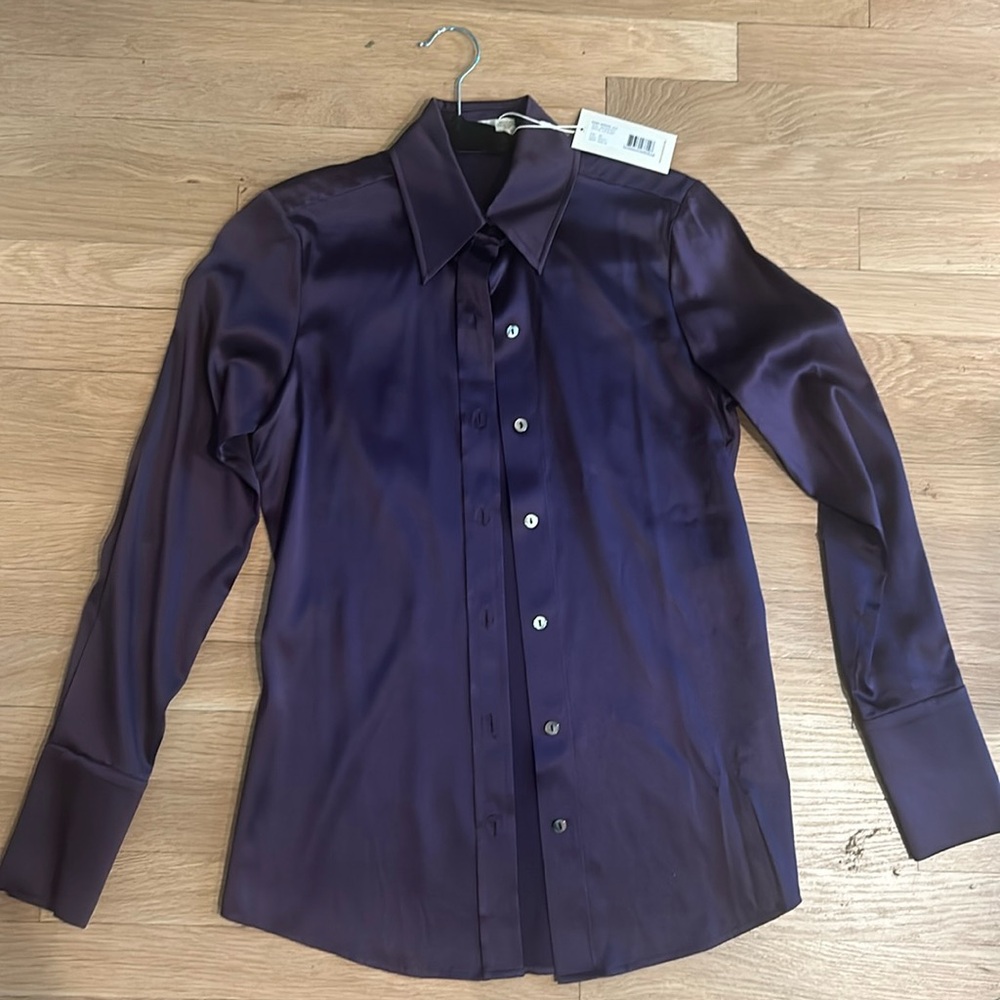 Ramy Brook silk deep purple blouse. Size XS. NWT